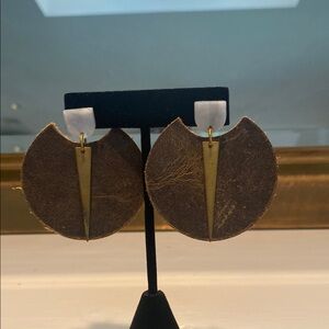 Brown and Gold Circular Earrings